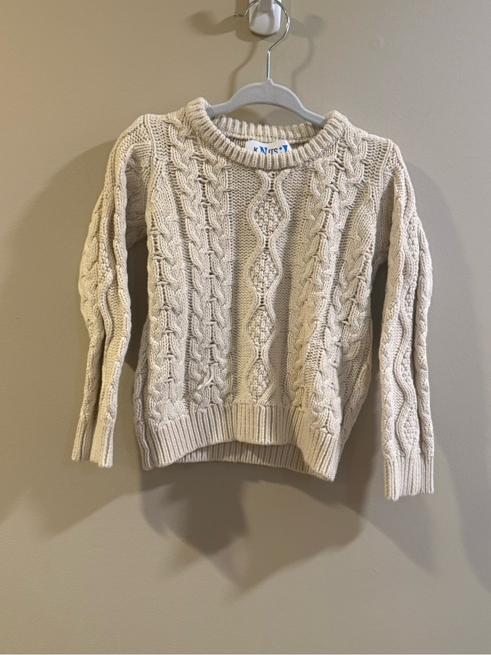 Cream Cable-Knit Crew Sweater